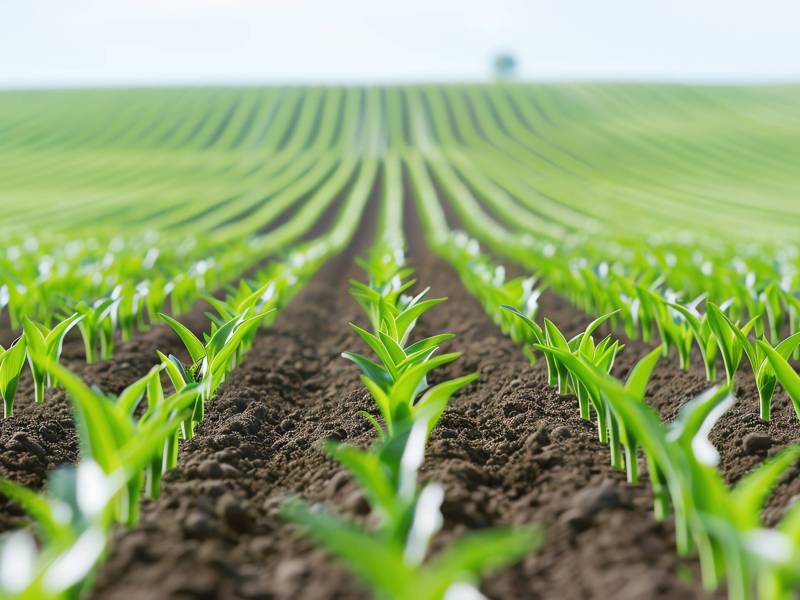 young plants in a field, AI generated